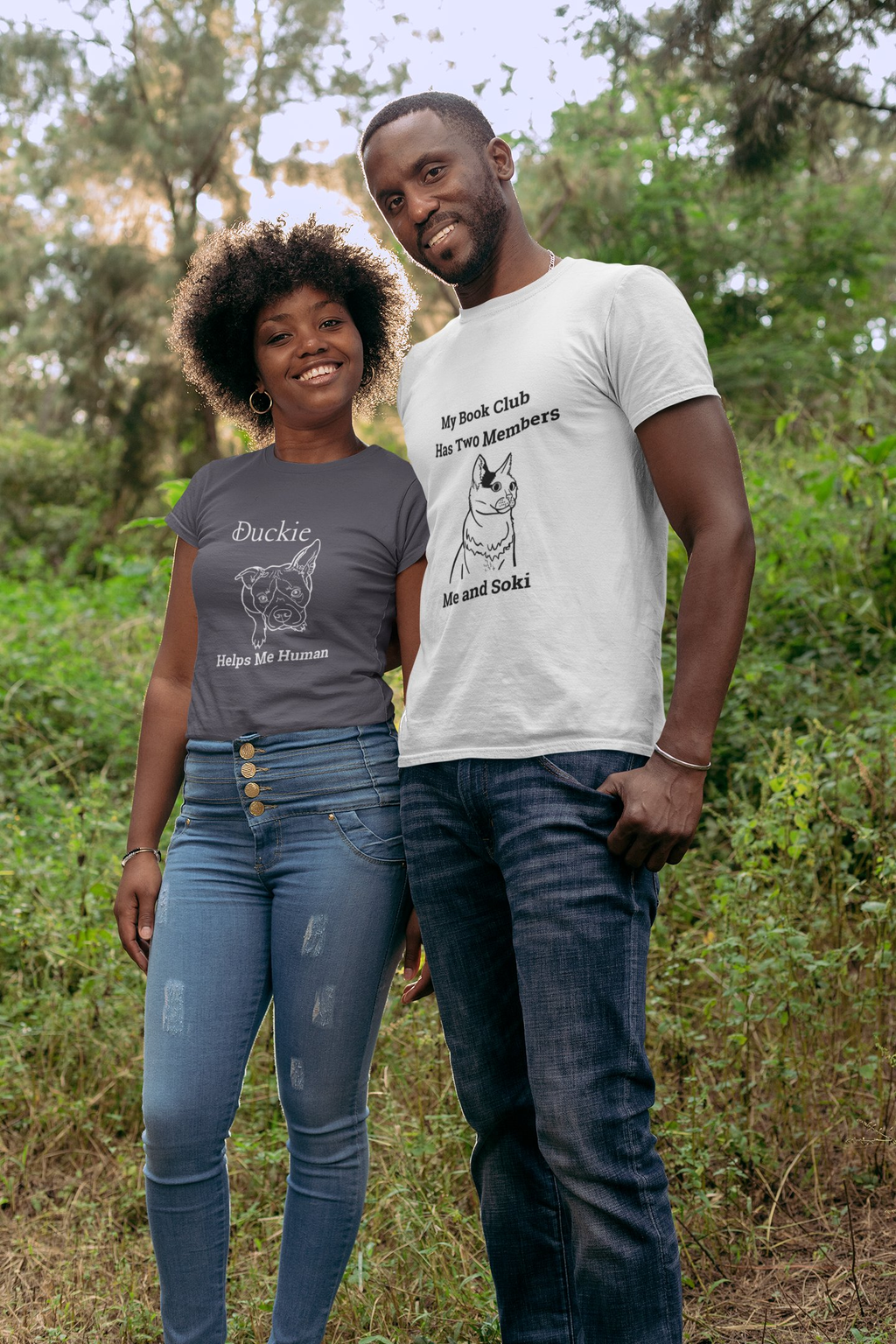 Custom Pet Portrait Book Club T-Shirt — "My Book Club Has 2 Members" — Original Veterinarian Art — Paws Over People | Unisex t-shirt
