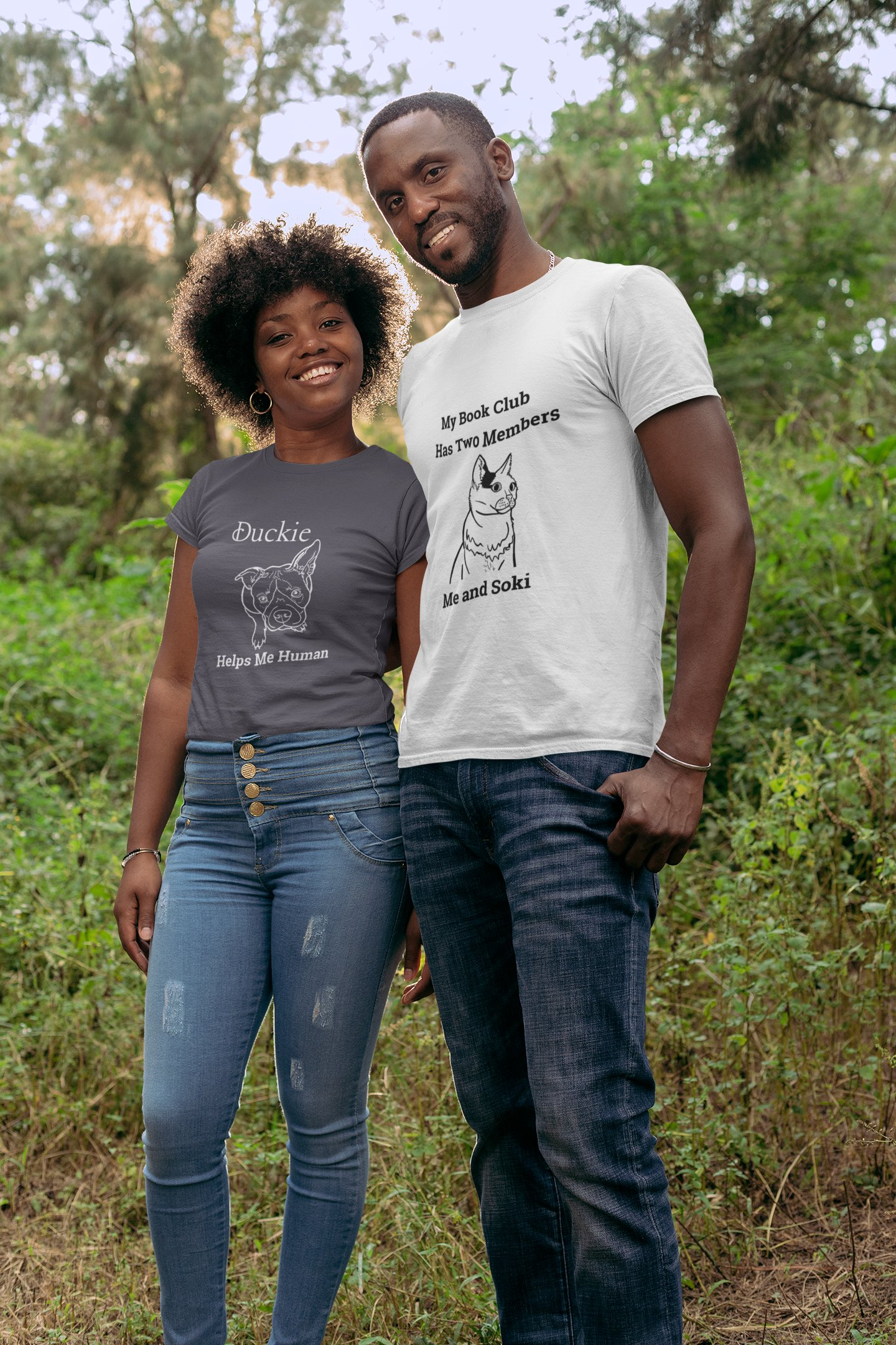 Custom Pet Portrait Book Club T-Shirt — "My Book Club Has 2 Members" — Original Veterinarian Art — Paws Over People | Unisex t-shirt