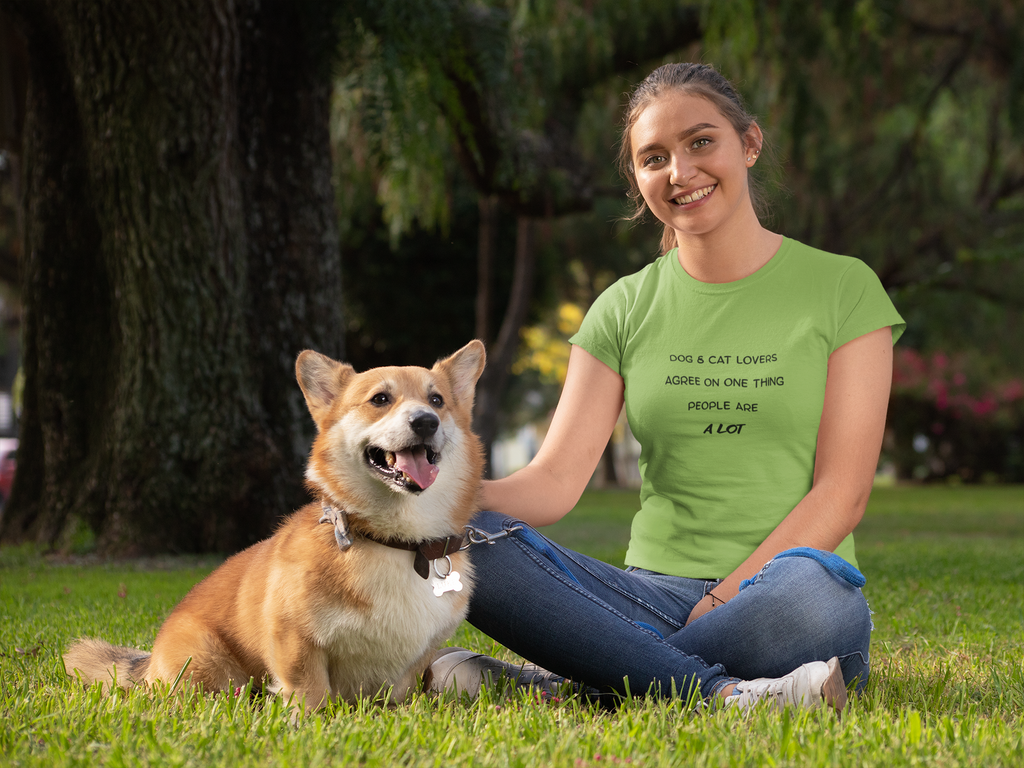 Dog and Cat Lovers Agree People Are a Lot T-Shirt | Funny Pet Lover Tee | Paws Over People | Women's Relaxed T-Shirt