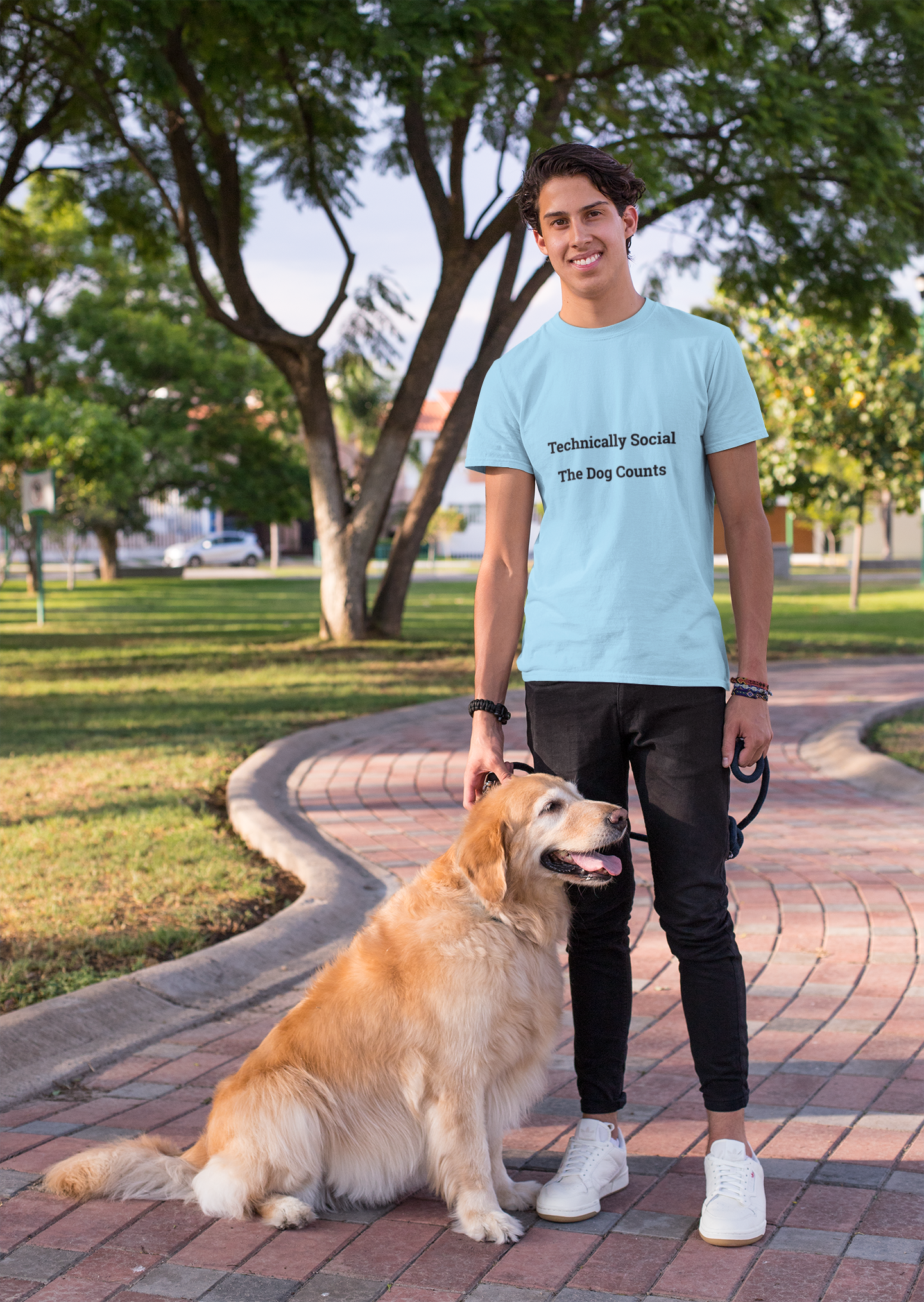 Technically Social The Dog Counts T-Shirt | Funny Introvert Dog Tee | Paws Over People | Unisex t-shirt