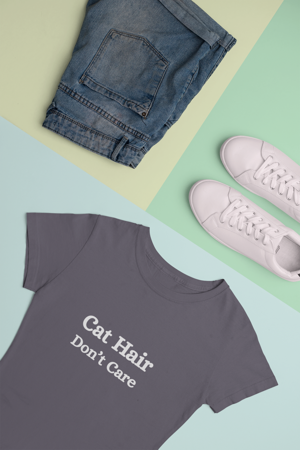 Cat Hair Don’t Care — Pet Lover Tee | Womenʻs Relaxed T-Shirt