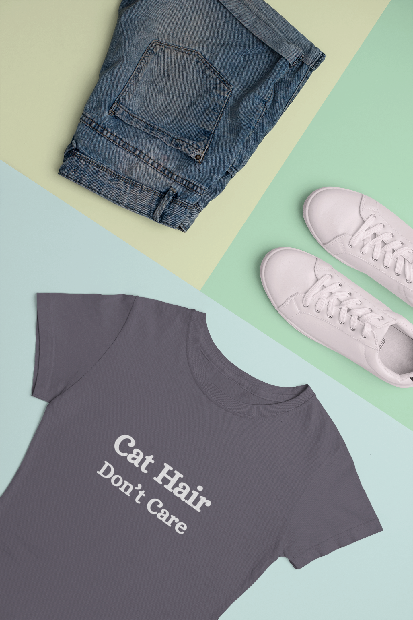 Cat Hair Don’t Care — Pet Lover Tee | Womenʻs Relaxed T-Shirt