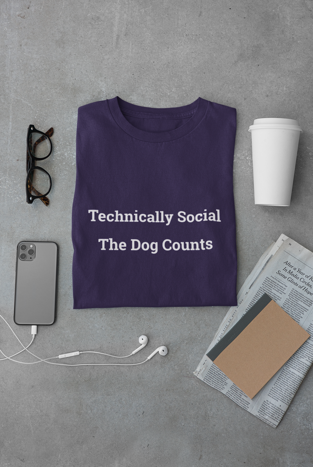 Technically Social The Dog Counts T-Shirt | Funny Introvert Dog Tee | Paws Over People | Unisex t-shirt