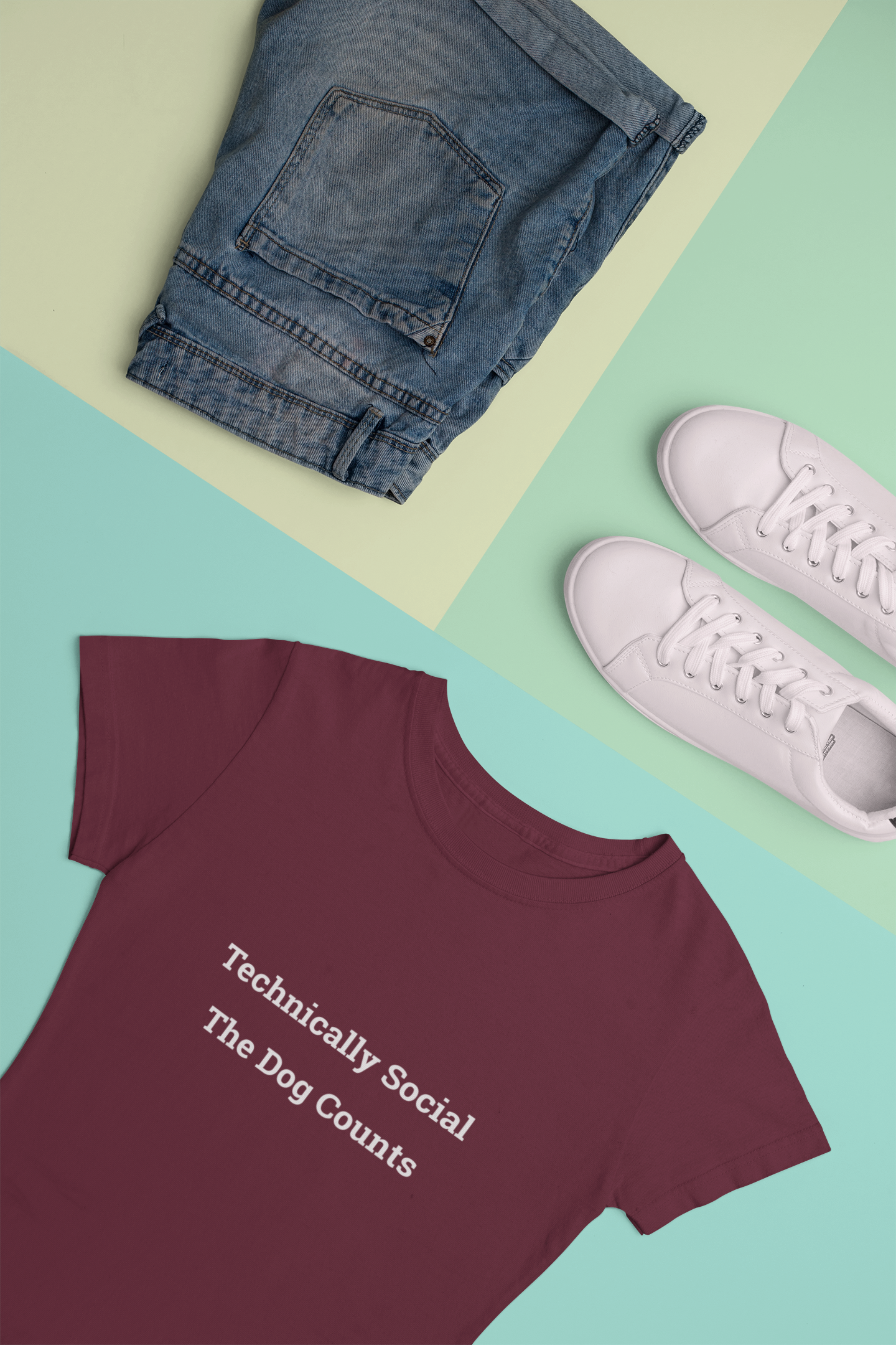Technically Social The Dog Counts T-Shirt | Funny Introvert Dog Tee | Paws Over People | Women's Relaxed T-Shirt