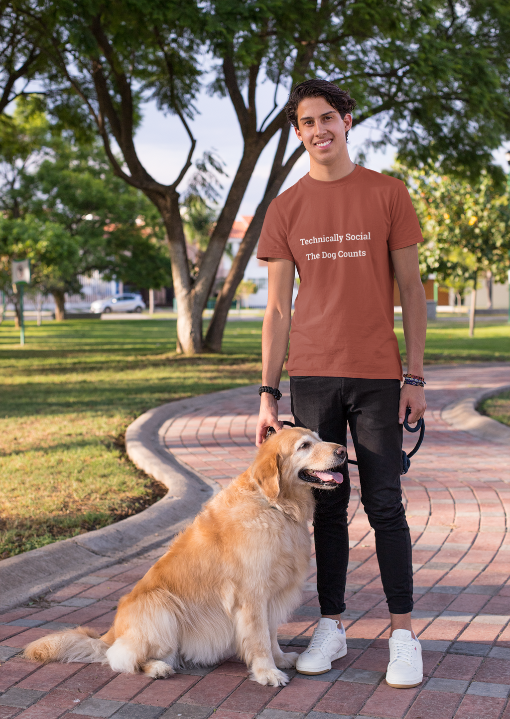 Technically Social The Dog Counts T-Shirt | Funny Introvert Dog Tee | Paws Over People | Unisex t-shirt