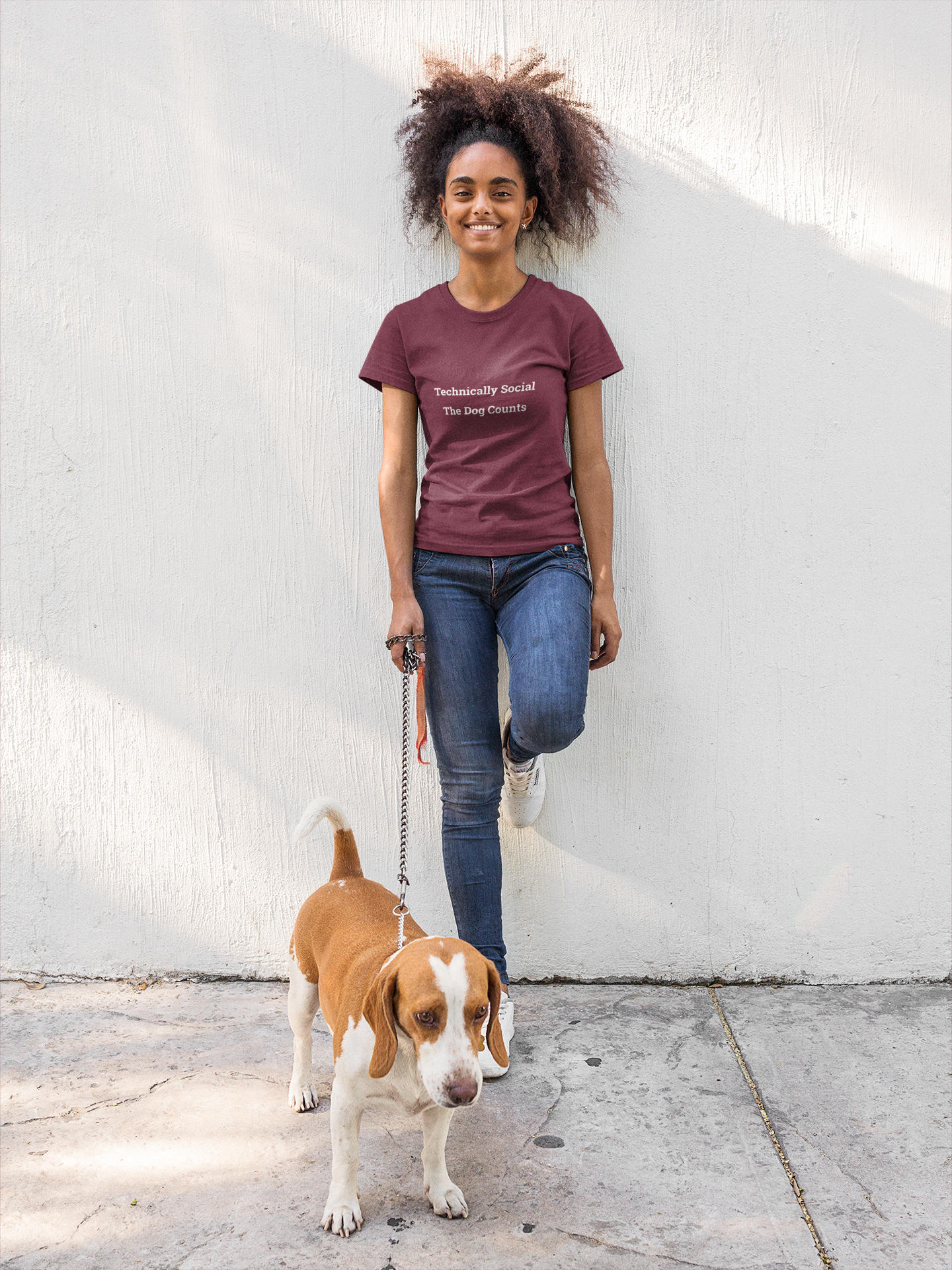 Technically Social The Dog Counts T-Shirt | Funny Introvert Dog Tee | Paws Over People | Women's Relaxed T-Shirt